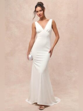 Lulus Captivating Promise White Sleeveless Mermaid Maxi Dress Size XL